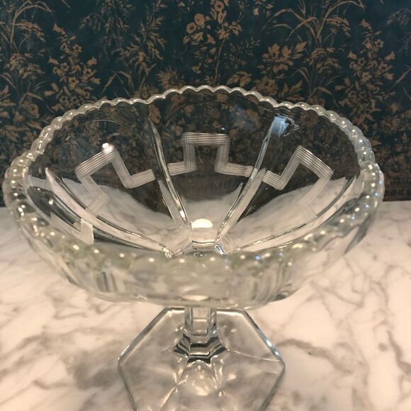 Vintage Art Deco Scallop Edge Etched Dessert Cup - Picture 2 of 5